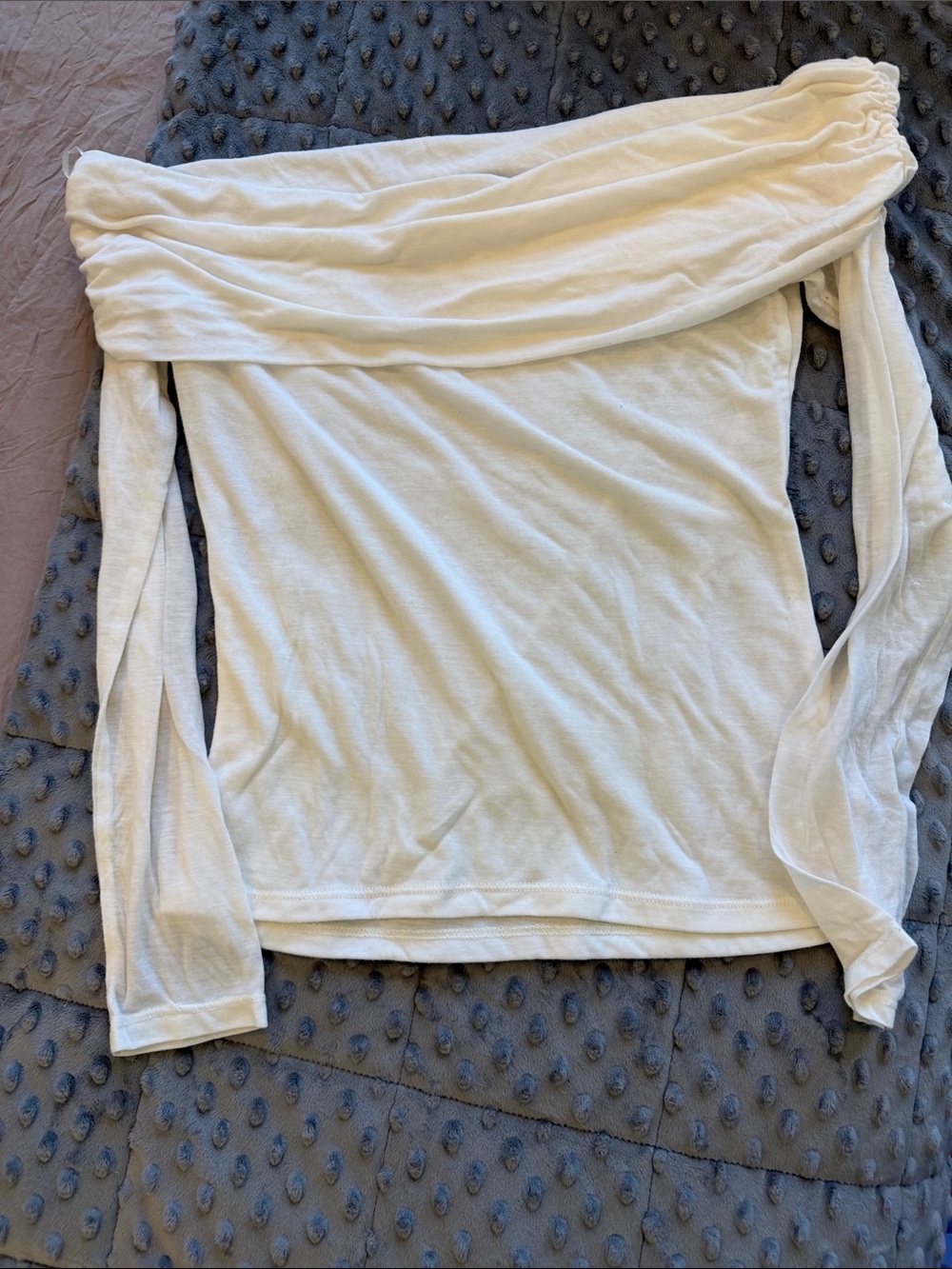 H&M Off-Shoulder Long-Sleeve Top in Ivory White